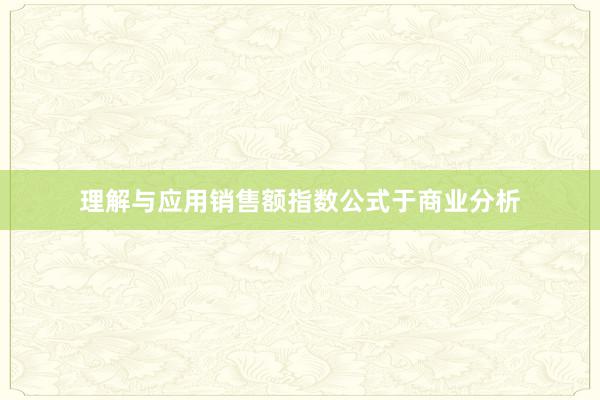 理解与应用销售额指数公式于商业分析